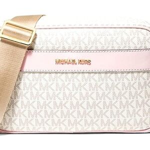 Michael Kors Jet Set Kenly Large Pocket Crossbody Vanilla Powder Blush Pink